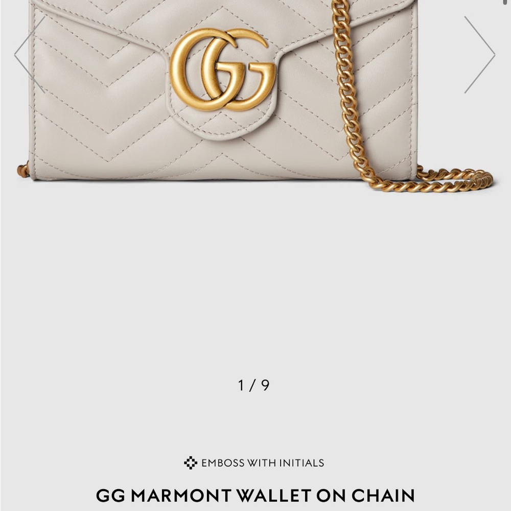 Gucci Marmont Wallet on Chain - Cream and Gold